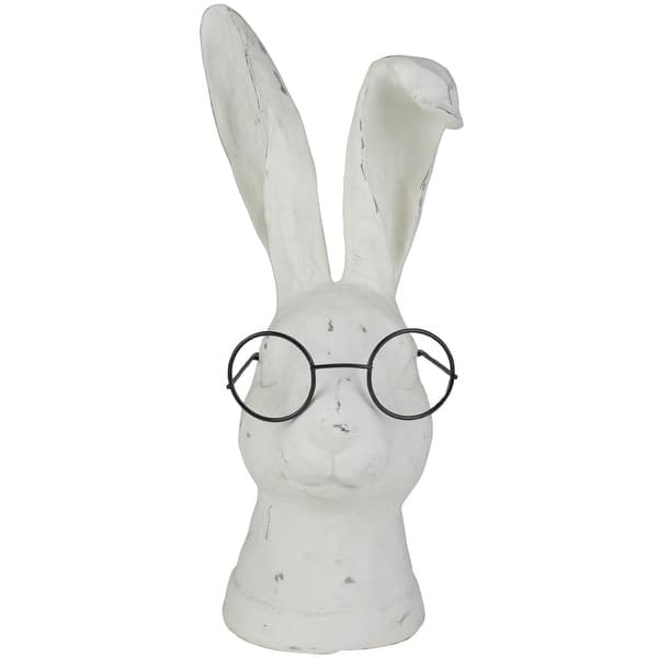 10.75" White Bunny Rabbit Head Statue with Glasses Bed Bath & Beyond
